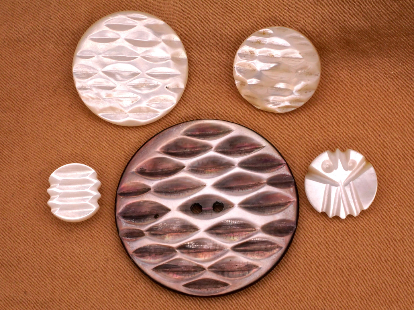 Tribal Look Carved Mother of Pearl Shell Button Various 12-37mm