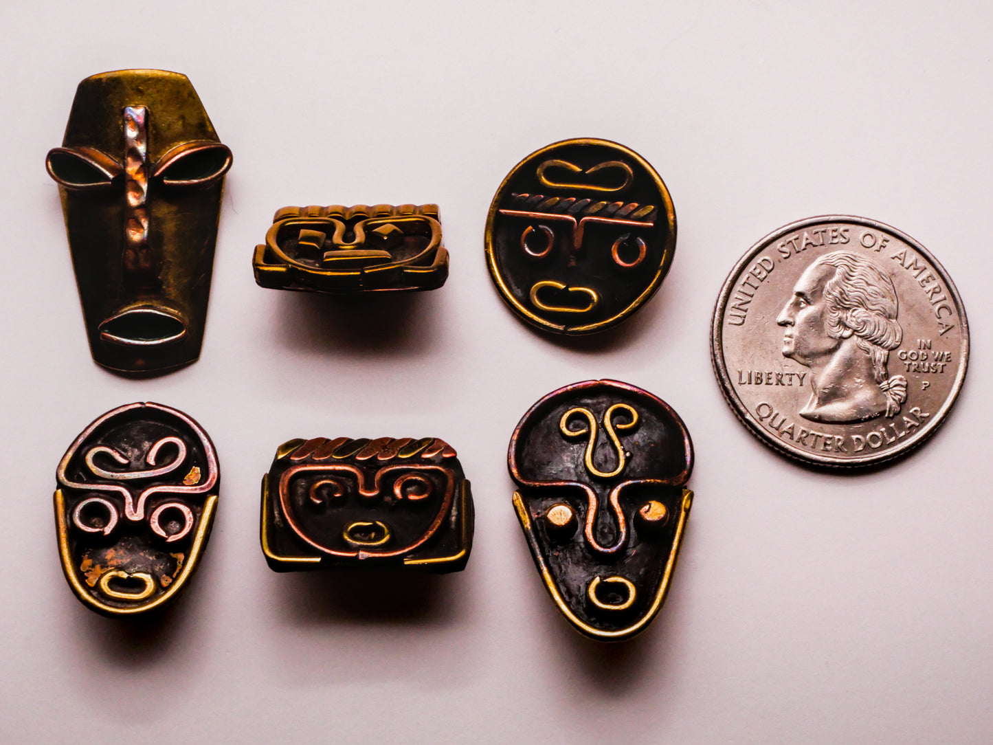 Mask Face Mixed Metals Handmade Button Various 14-28mm