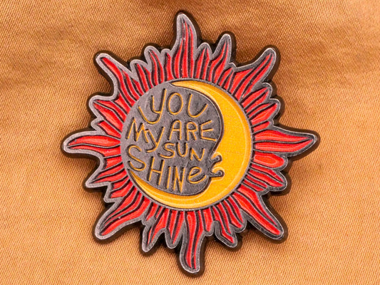 You Are My Sunshine Sun Moon Enamel Metal Large Button 36mm
