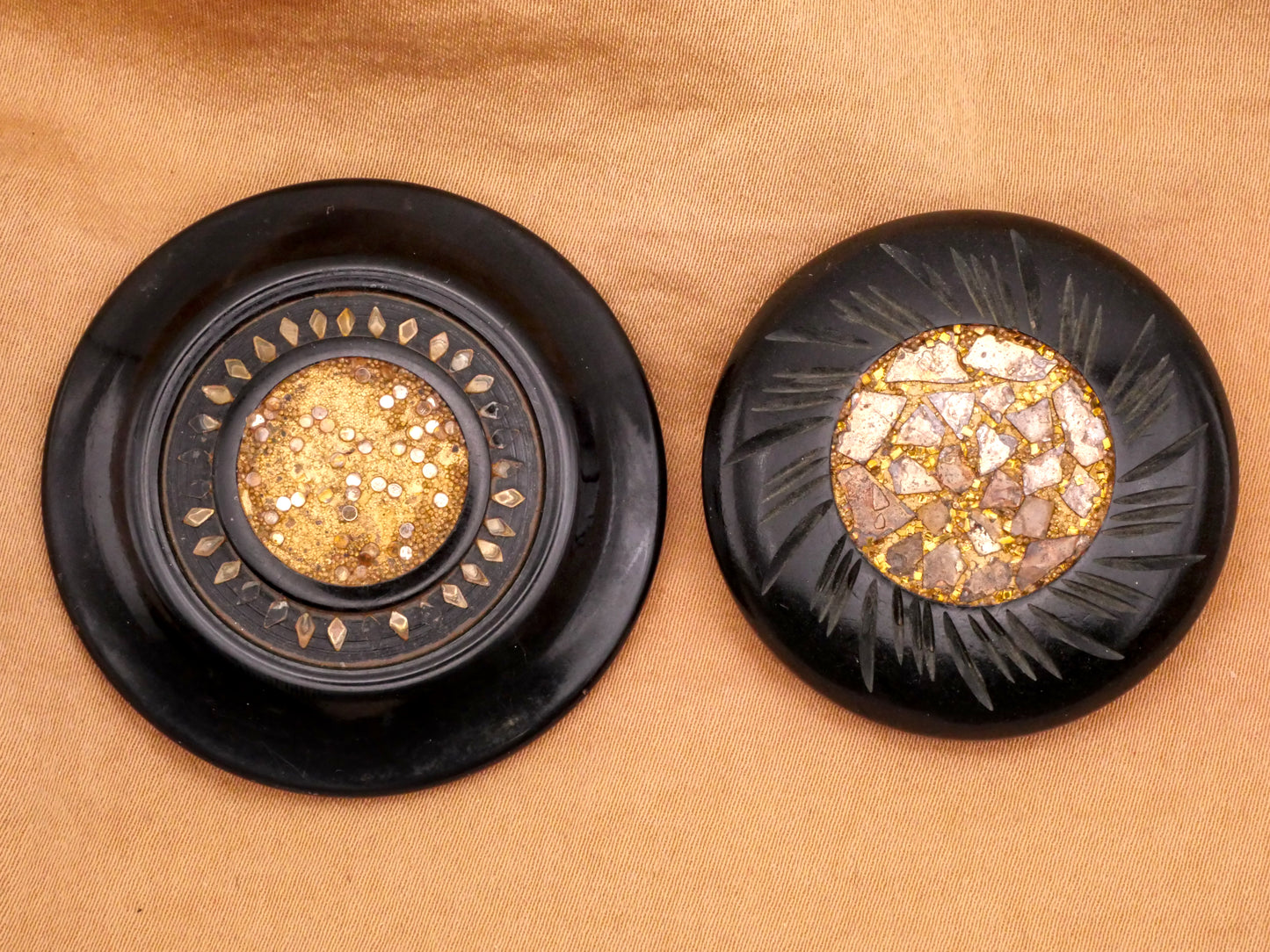 Sun Gold Glitter Sand Bakelite Early Plastic Button Various 37-44mm