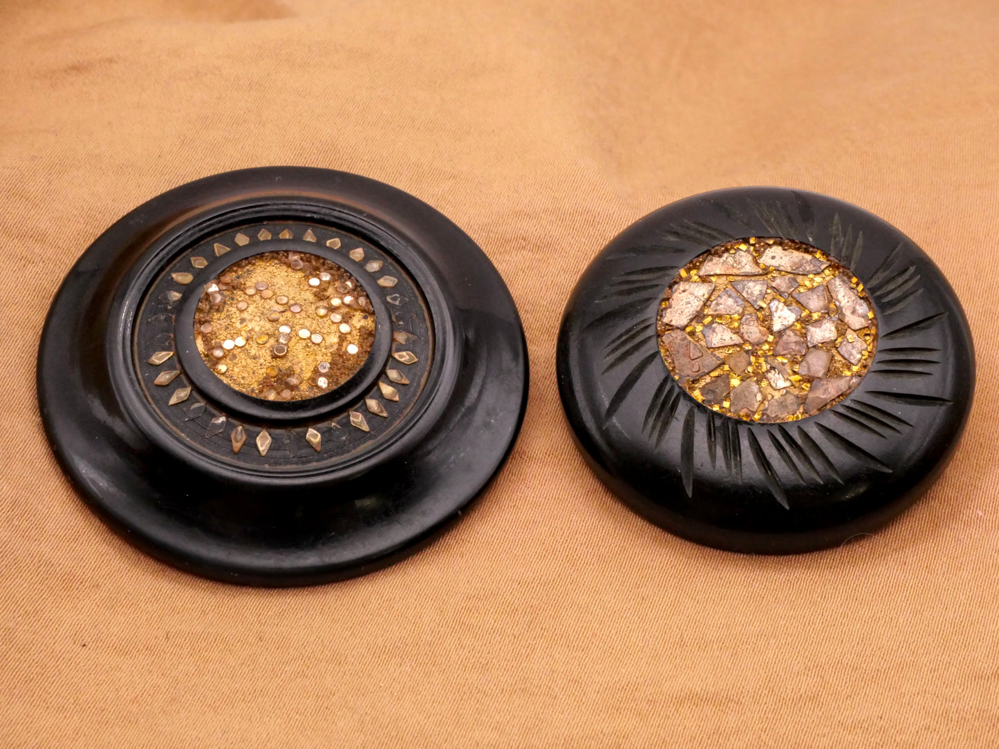 Sun Gold Glitter Sand Bakelite Early Plastic Button Various 37-44mm