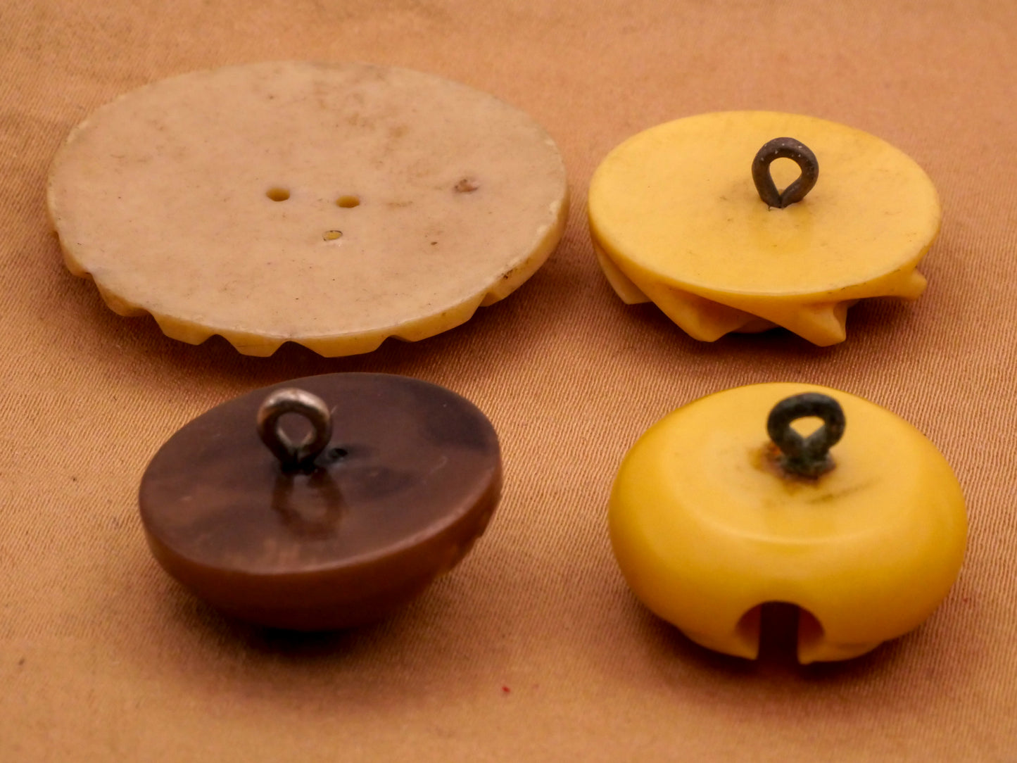 Tribal Carved Look Vintage Butter Yellow Plastic Button Various 21-35mm