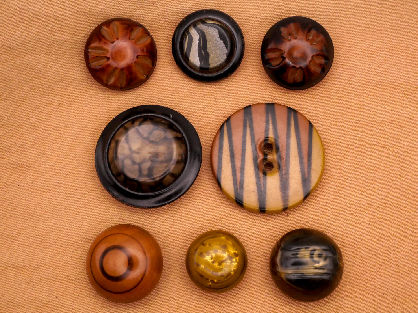 Tribal Look Celluloid Early Plastic Vintage Button Various 15-29mm
