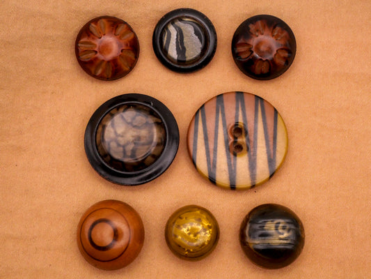 Tribal Look Celluloid Early Plastic Vintage Button Various 15-29mm