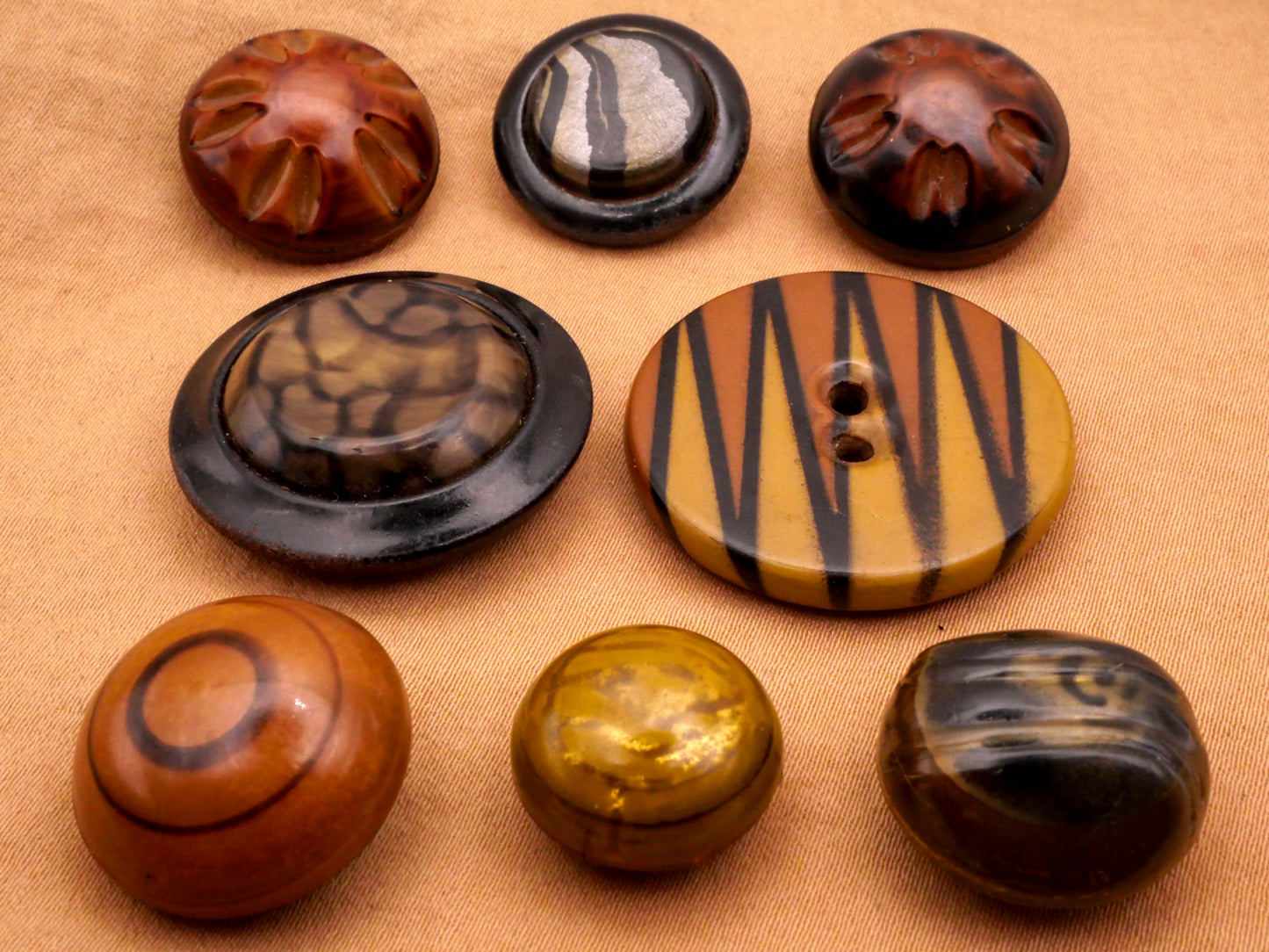 Tribal Look Celluloid Early Plastic Vintage Button Various 15-29mm
