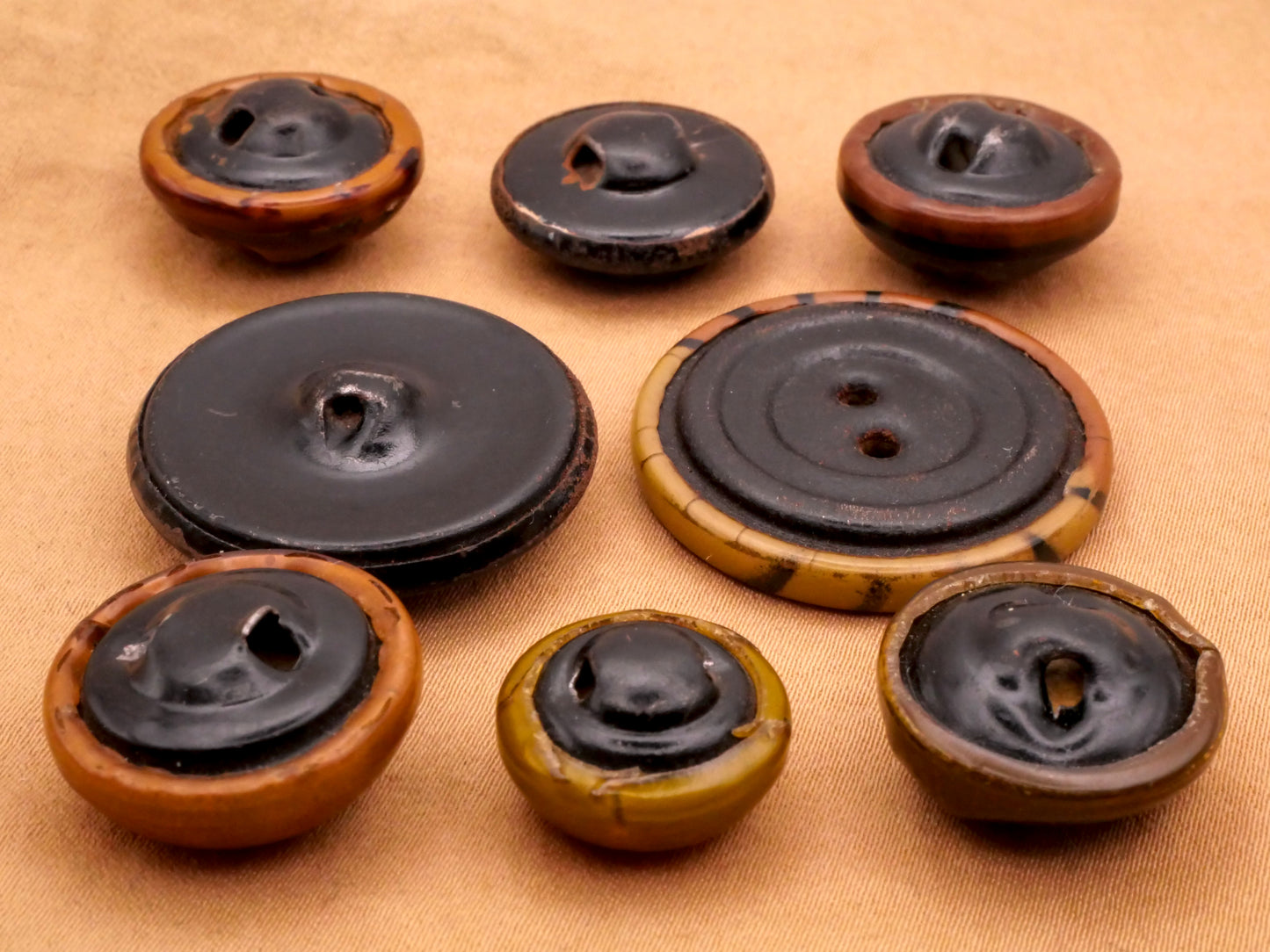Tribal Look Celluloid Early Plastic Vintage Button Various 15-29mm