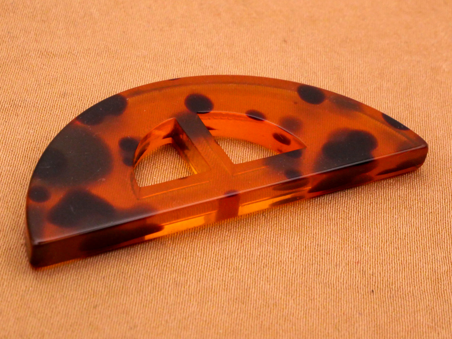 Tortoiseshell Look Half Circle Large Plastic Toggle Button 21x48mm