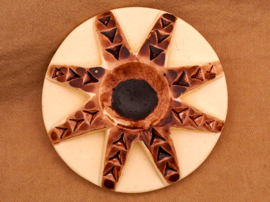 Tribal Look Large Vintage Butter Brown Plastic Button 42mm