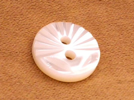 Sun Rays Fan Carved Mother of Pearl Button 10mm