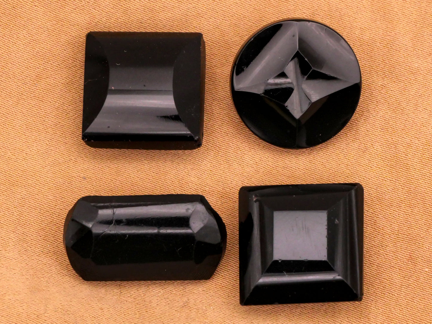 Mirror Matte Cut Black Glass Button Various 11-20mm