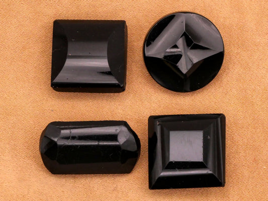 Mirror Matte Cut Black Glass Button Various 11-20mm