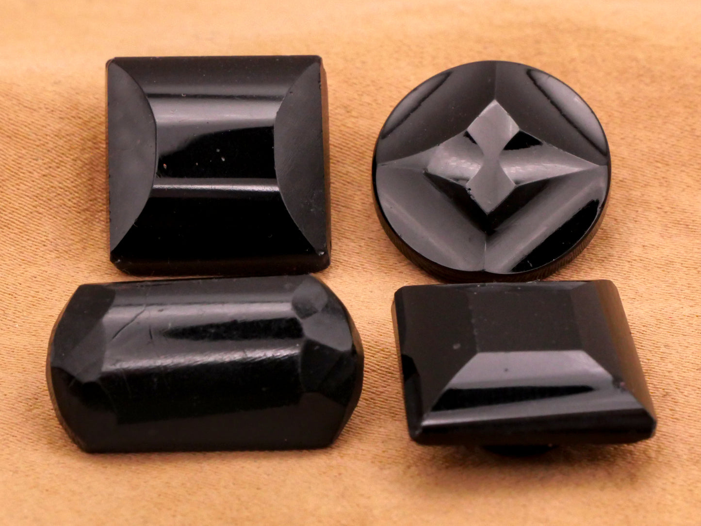 Mirror Matte Cut Black Glass Button Various 11-20mm
