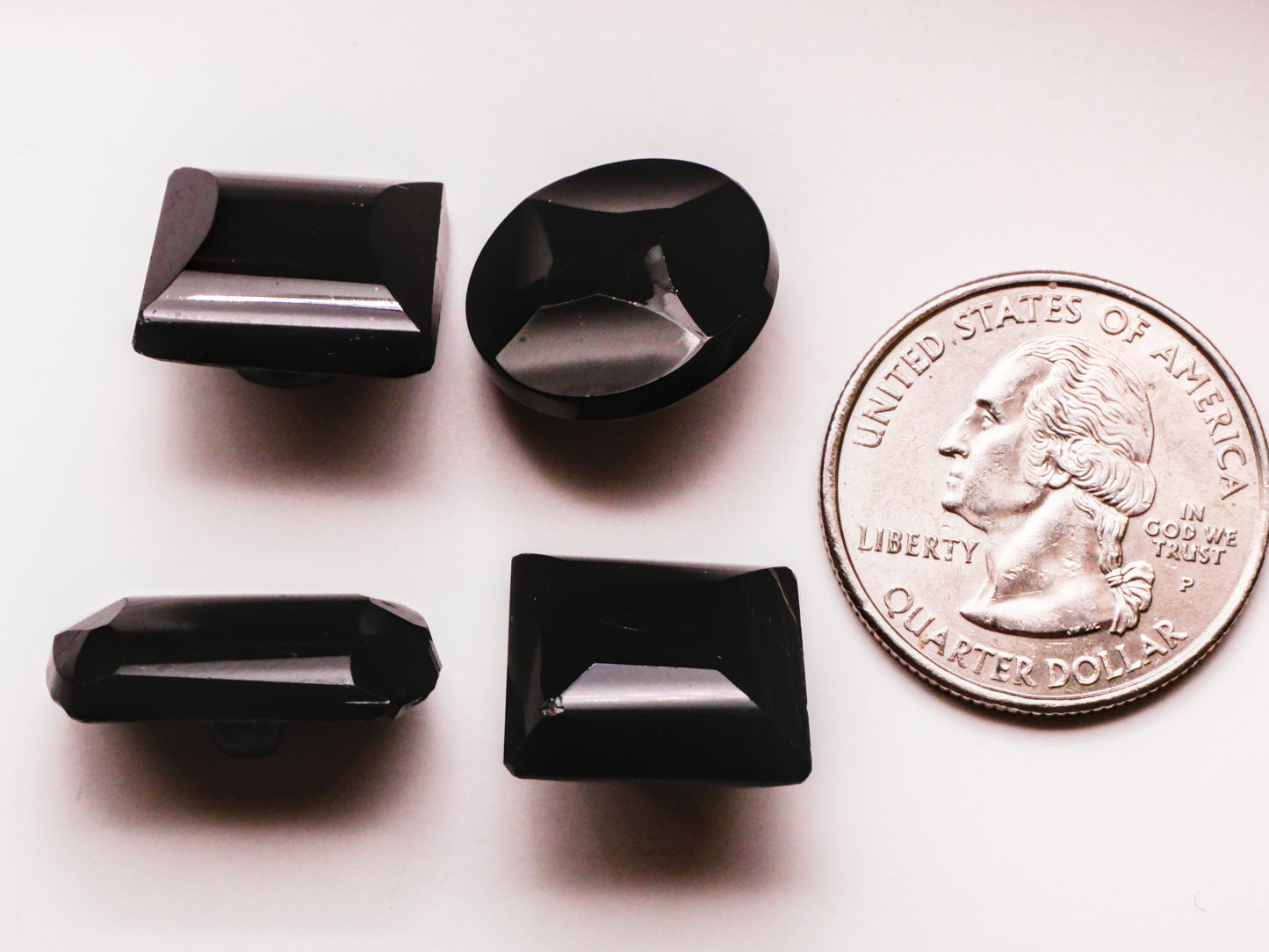 Mirror Matte Cut Black Glass Button Various 11-20mm