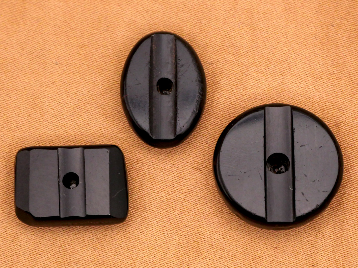 Channel Whistle Black Glass Button Various 12-19mm