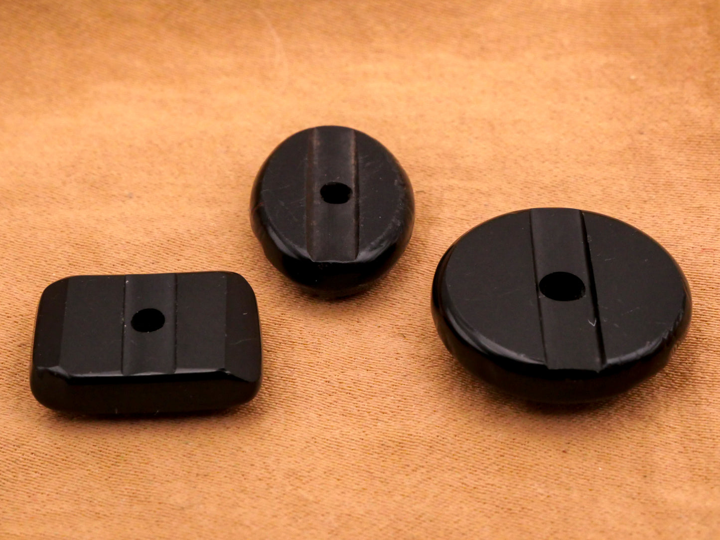 Channel Whistle Black Glass Button Various 12-19mm