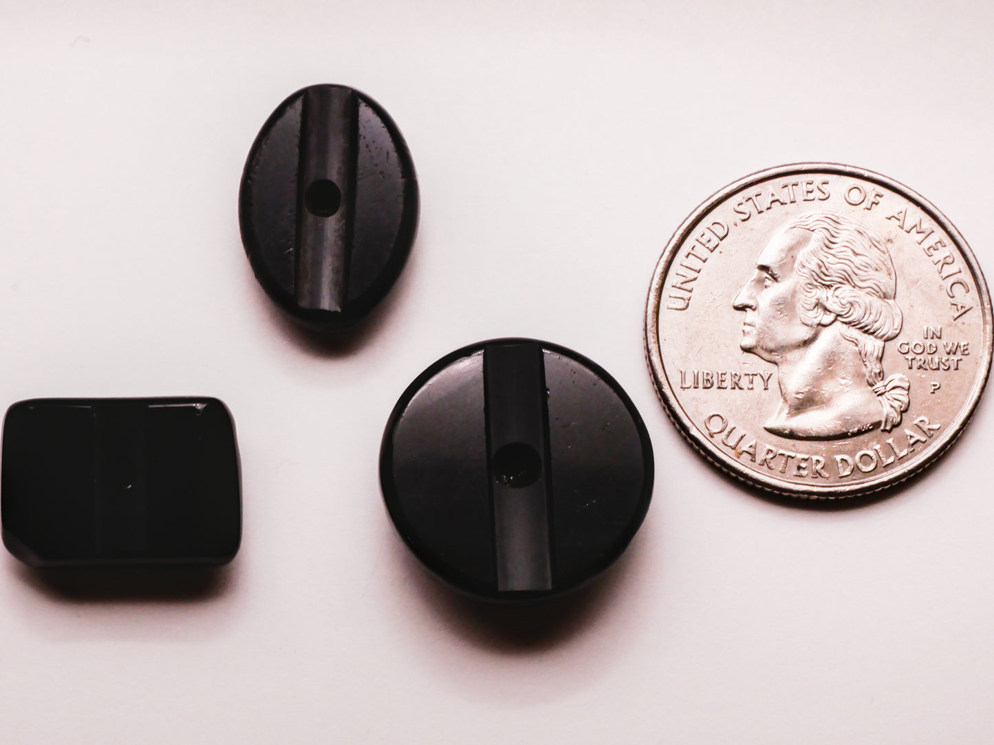 Channel Whistle Black Glass Button Various 12-19mm