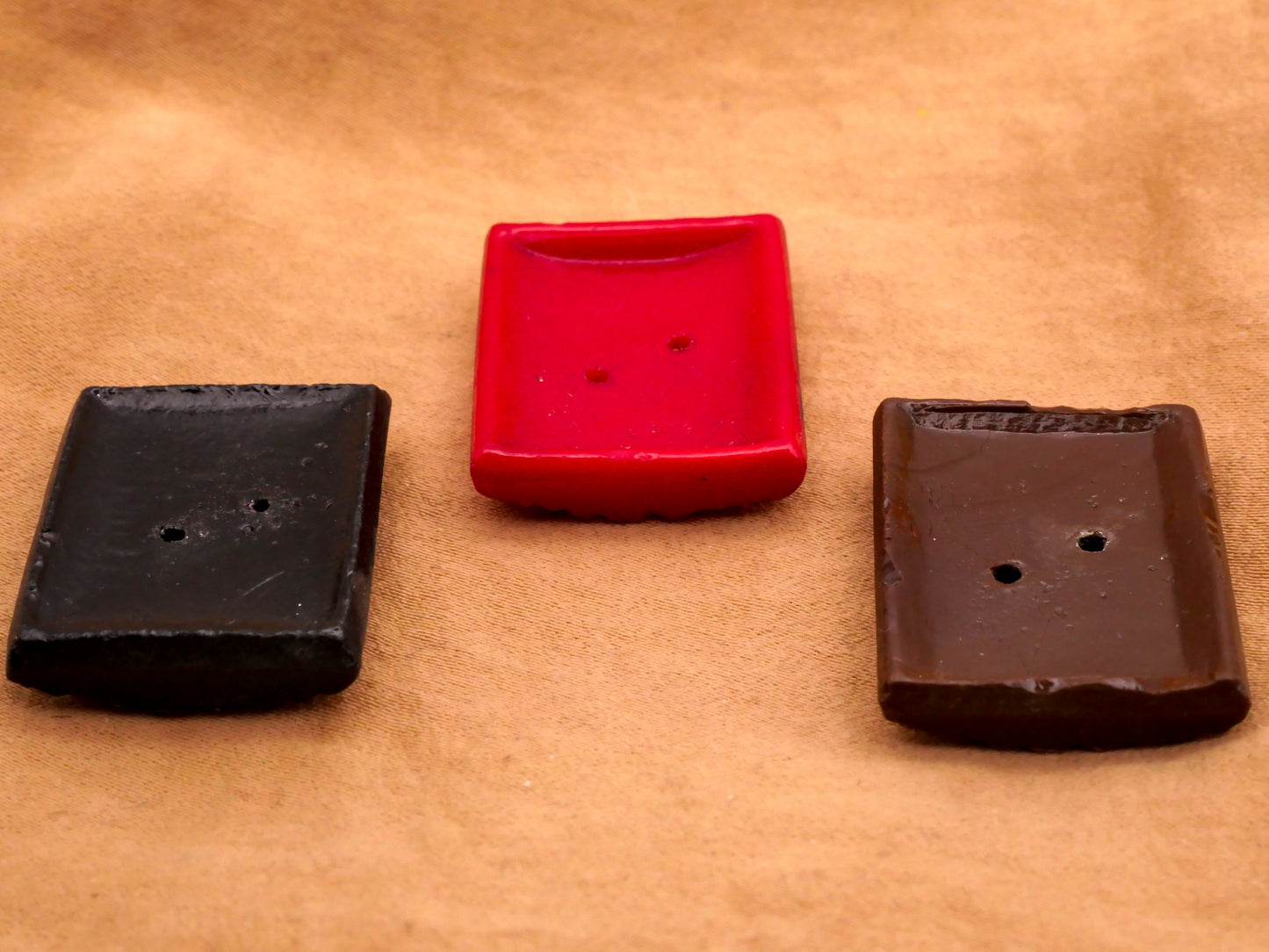 Brick Design Rectangle Vintage Glass Button Various 20x27mm