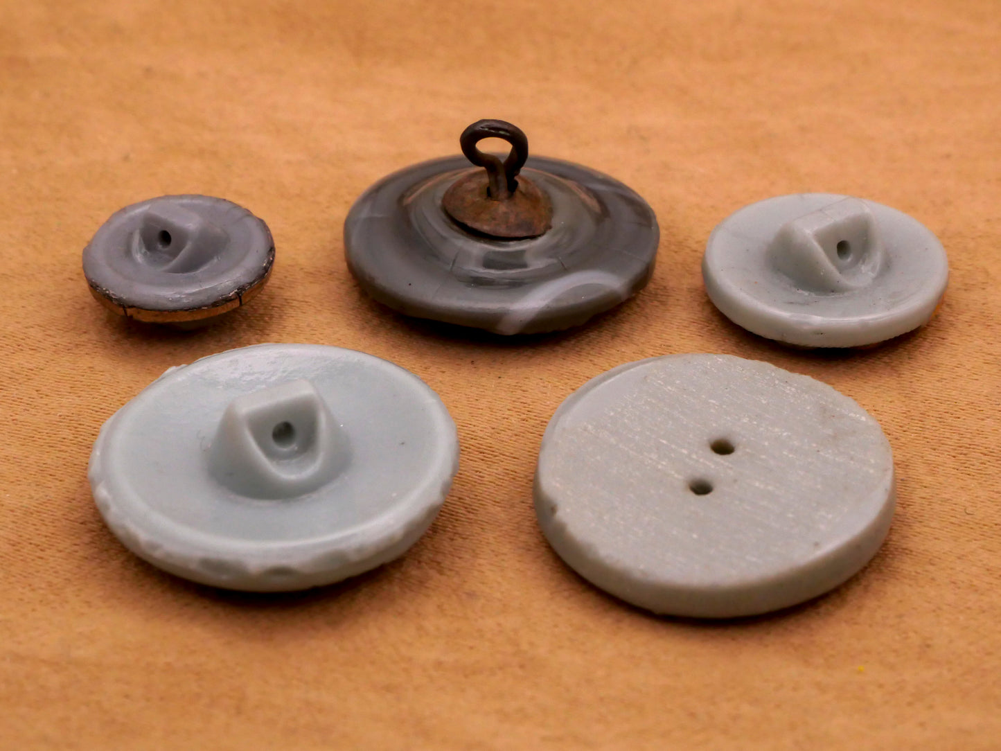 Art Deco Grey Gray Vintage Glass Button Various 10-19mm