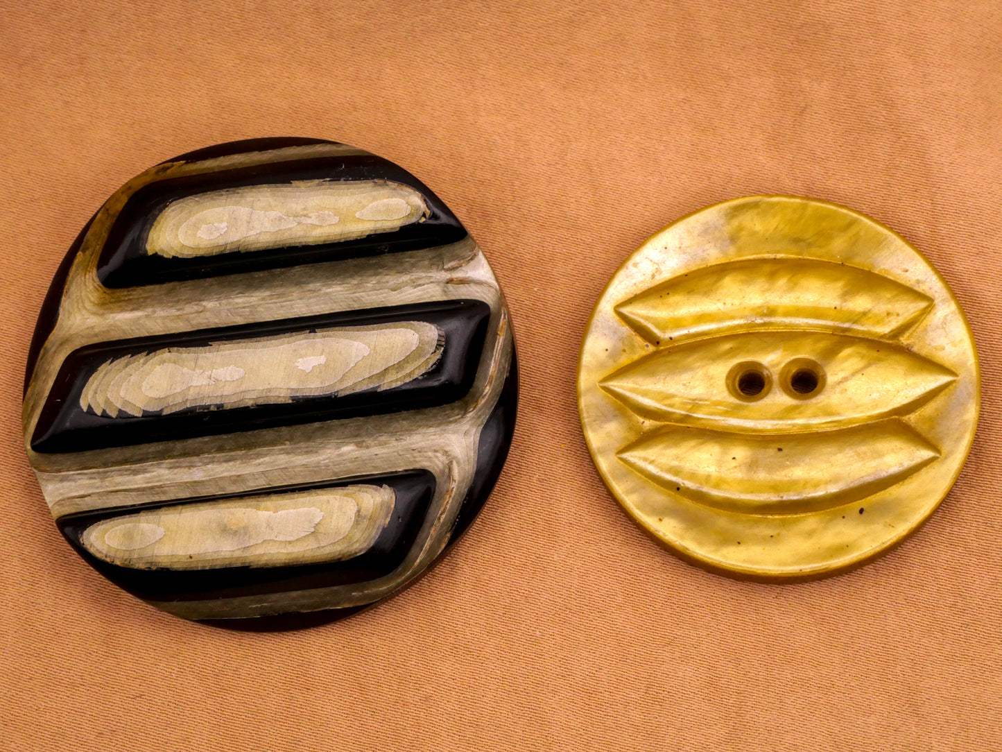 Trio Stripe Early Plastic Vintage Large Button Various 36-45mm