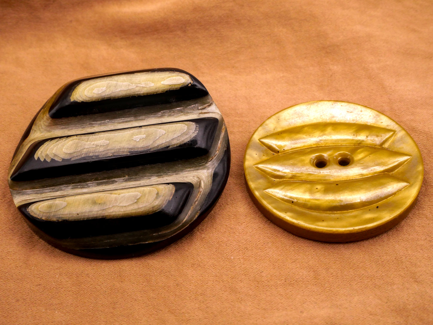 Trio Stripe Early Plastic Vintage Large Button Various 36-45mm