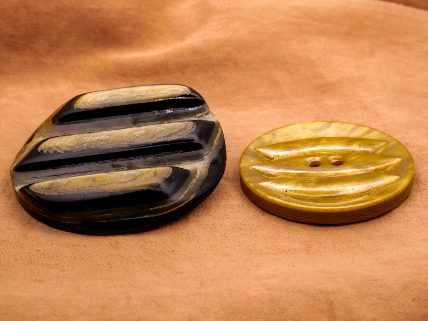 Trio Stripe Early Plastic Vintage Large Button Various 36-45mm