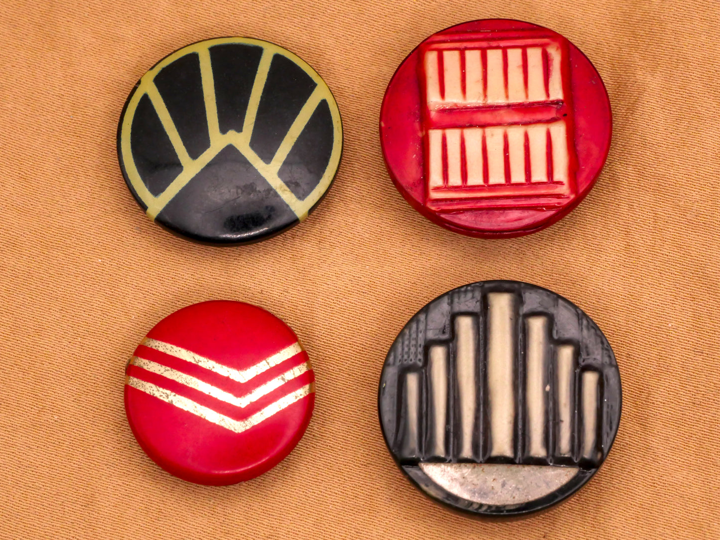 Art Deco Two-Tone Celluloid Early Plastic Button Various 18-23mm