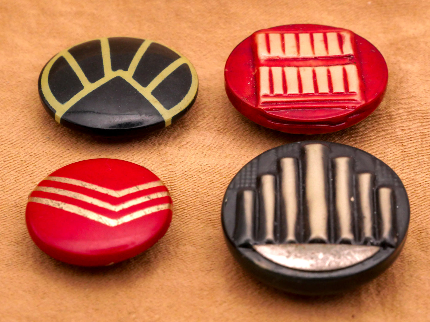 Art Deco Two-Tone Celluloid Early Plastic Button Various 18-23mm