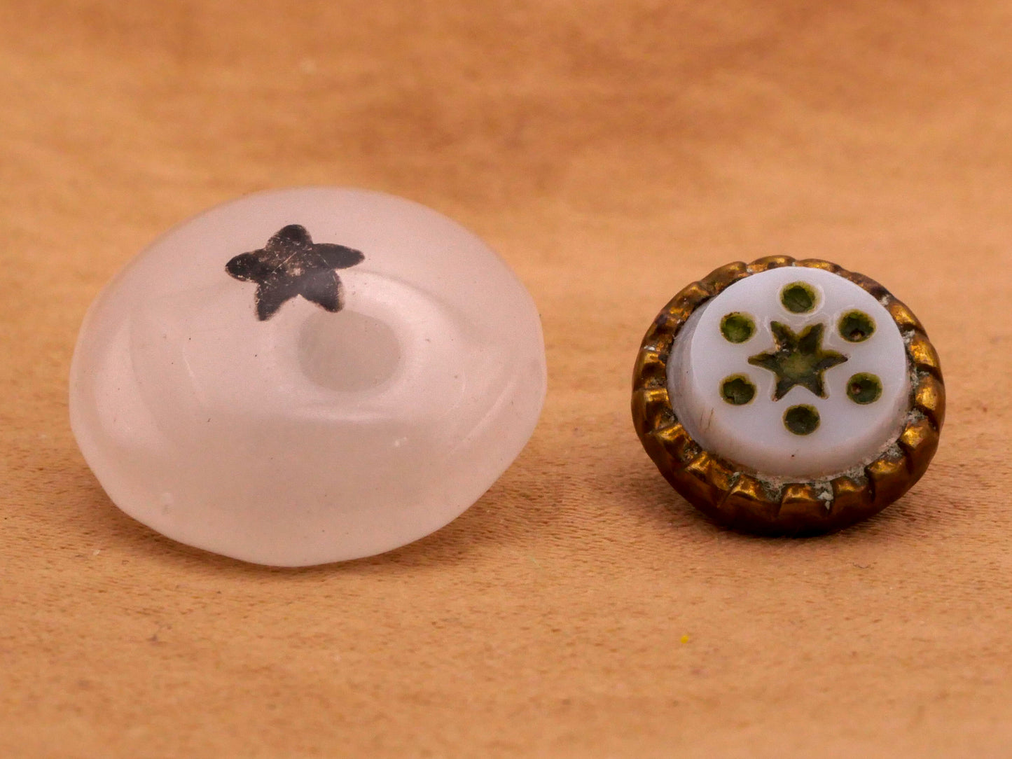 Star Center Antique White Glass Button Various 12-18mm