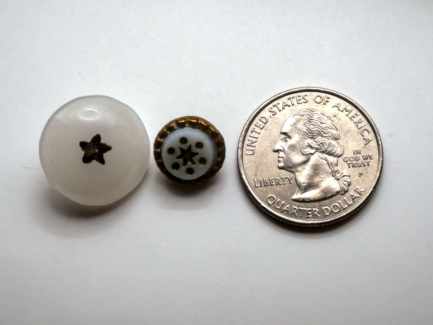 Star Center Antique White Glass Button Various 12-18mm