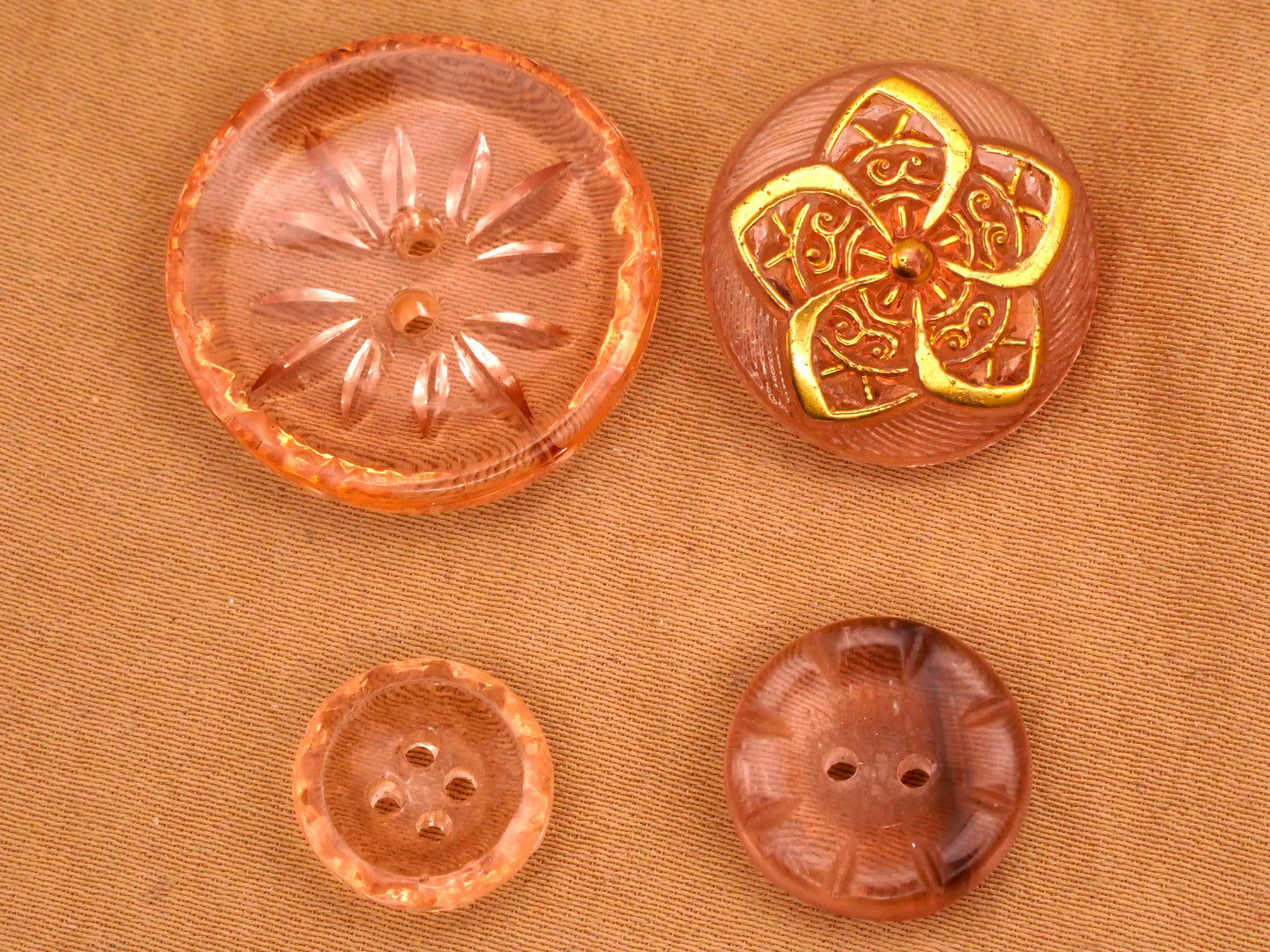 Peachy Pink Translucent Glass Button Various 12-23mm