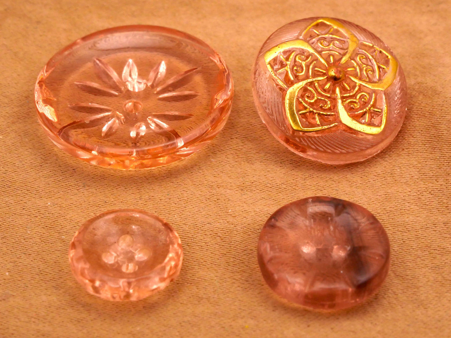 Peachy Pink Translucent Glass Button Various 12-23mm