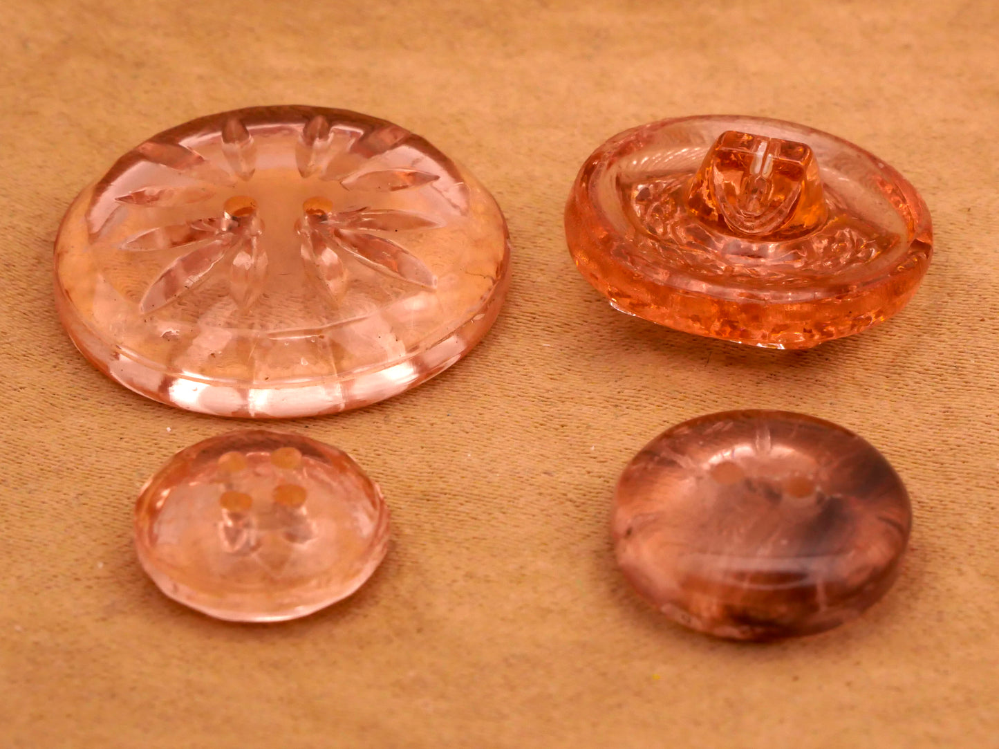 Peachy Pink Translucent Glass Button Various 12-23mm