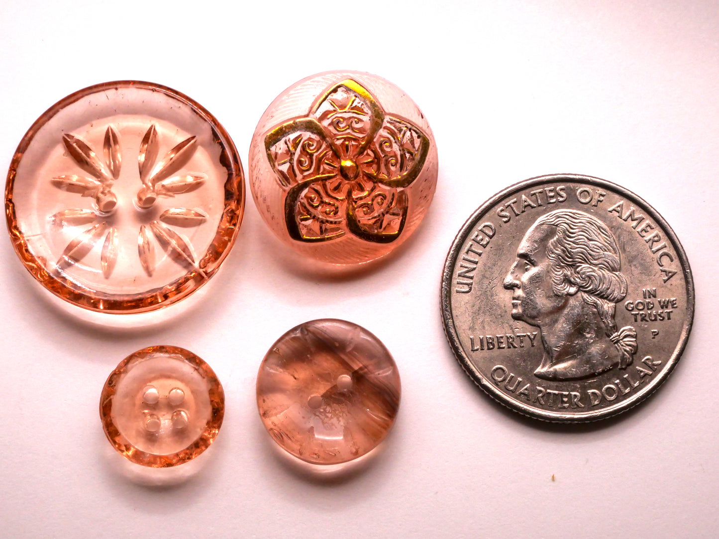 Peachy Pink Translucent Glass Button Various 12-23mm