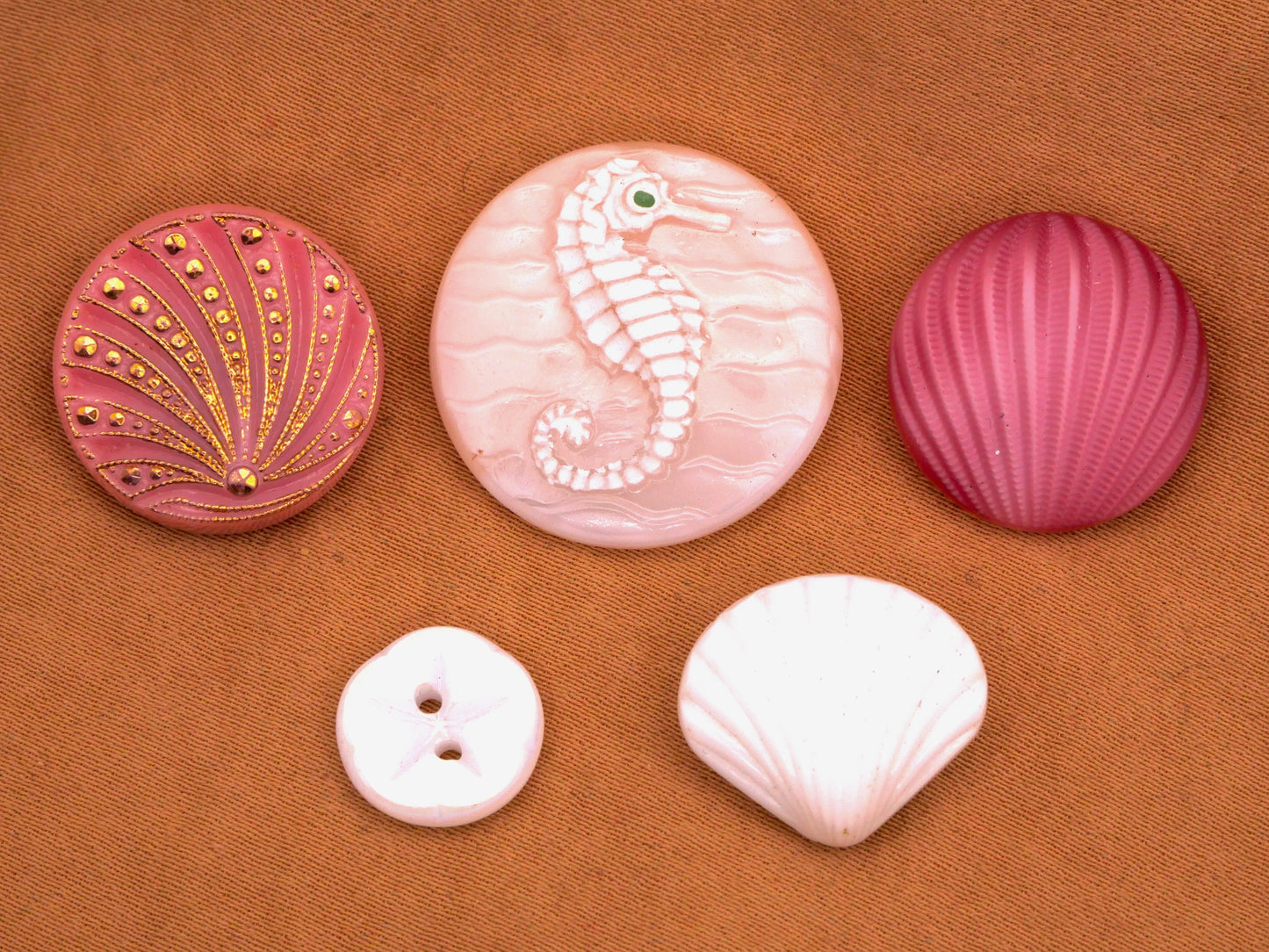 Ocean Inspired Vintage Pink or White Glass Button Various 11-23mm
