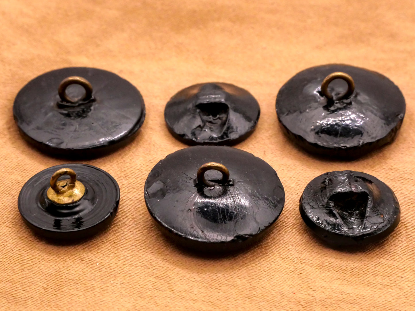 Anchor Nautical Black Glass Button Various 14-19mm