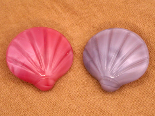 Clamshell Moonglow Pink or Purple Glass Button Various 27x28mm