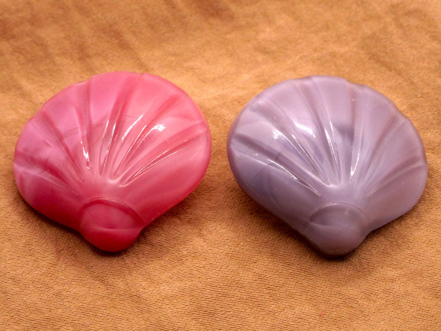 Clamshell Moonglow Pink or Purple Glass Button Various 27x28mm
