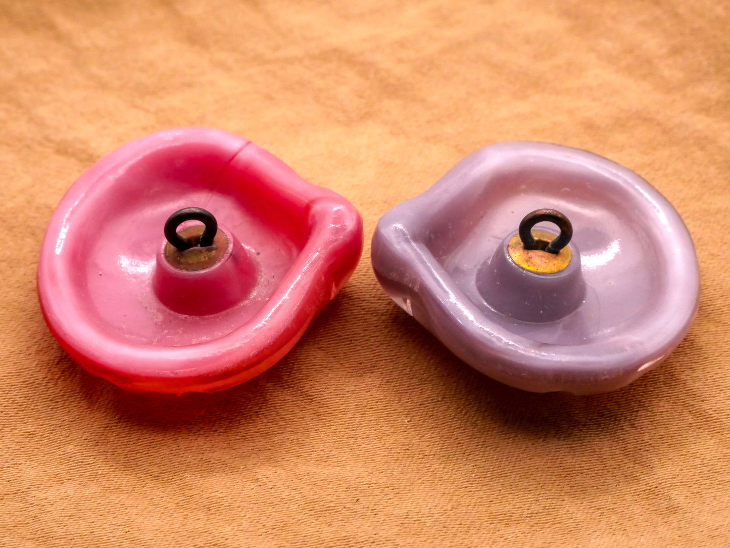 Clamshell Moonglow Pink or Purple Glass Button Various 27x28mm