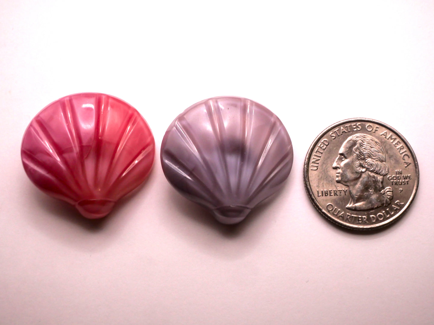 Clamshell Moonglow Pink or Purple Glass Button Various 27x28mm