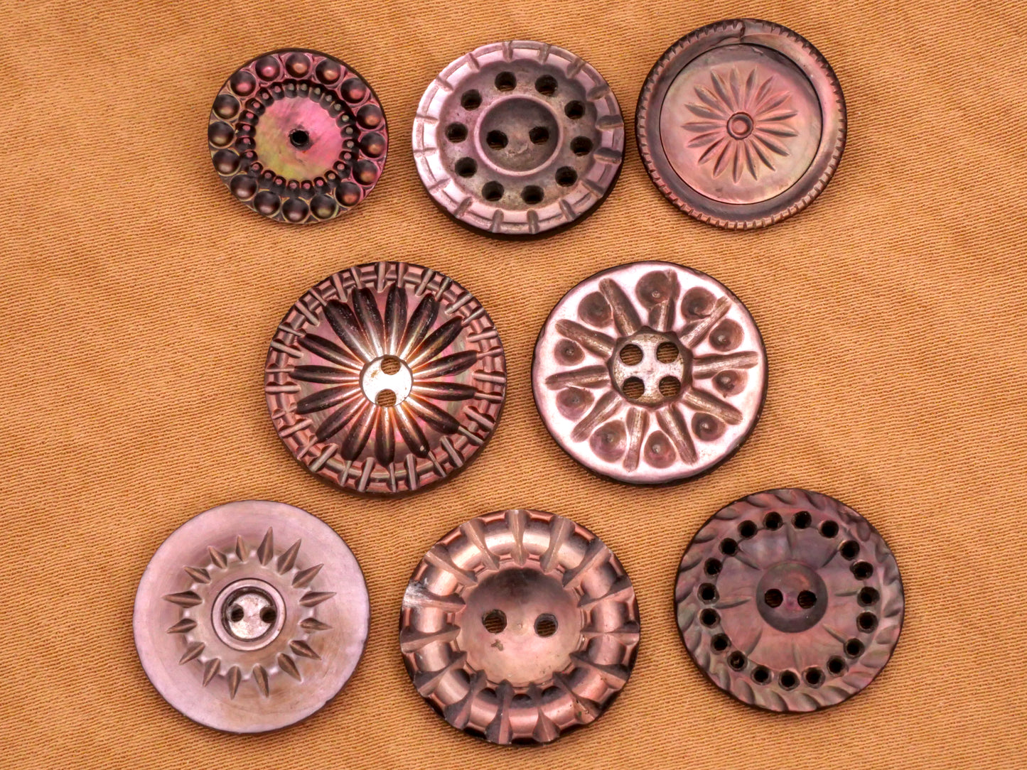 Sun Celestial Carved Smokey Mother of Pearl Button Various 13-18mm