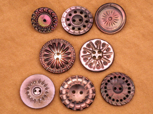 Sun Celestial Carved Smokey Mother of Pearl Button Various 13-18mm