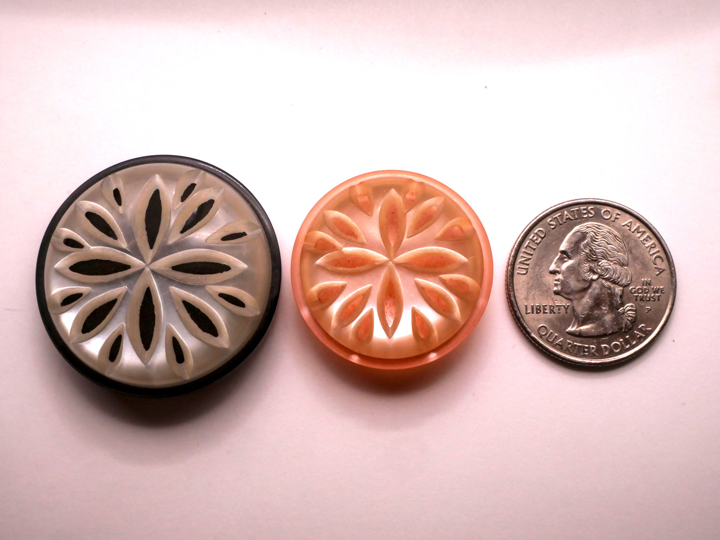 Mother of Pearl Look Plastic Dome Black or Pink Button Various 28-34mm