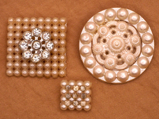 Faux Pearl Look Vintage Early Plastic Button Various 13-34mm