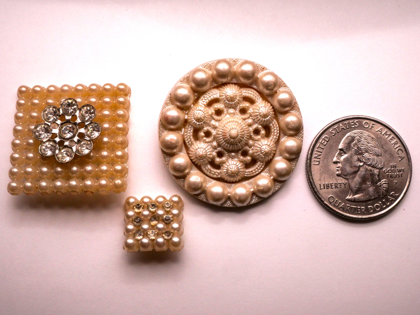 Faux Pearl Look Vintage Early Plastic Button Various 13-34mm