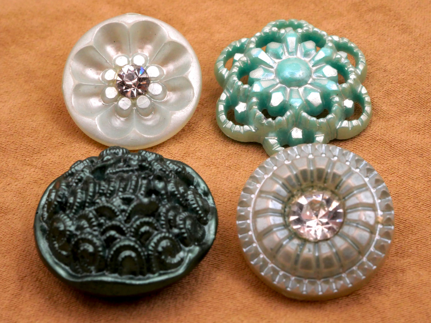 Mint Green Pearlized Plastic Vintage Button Various 18-22mm