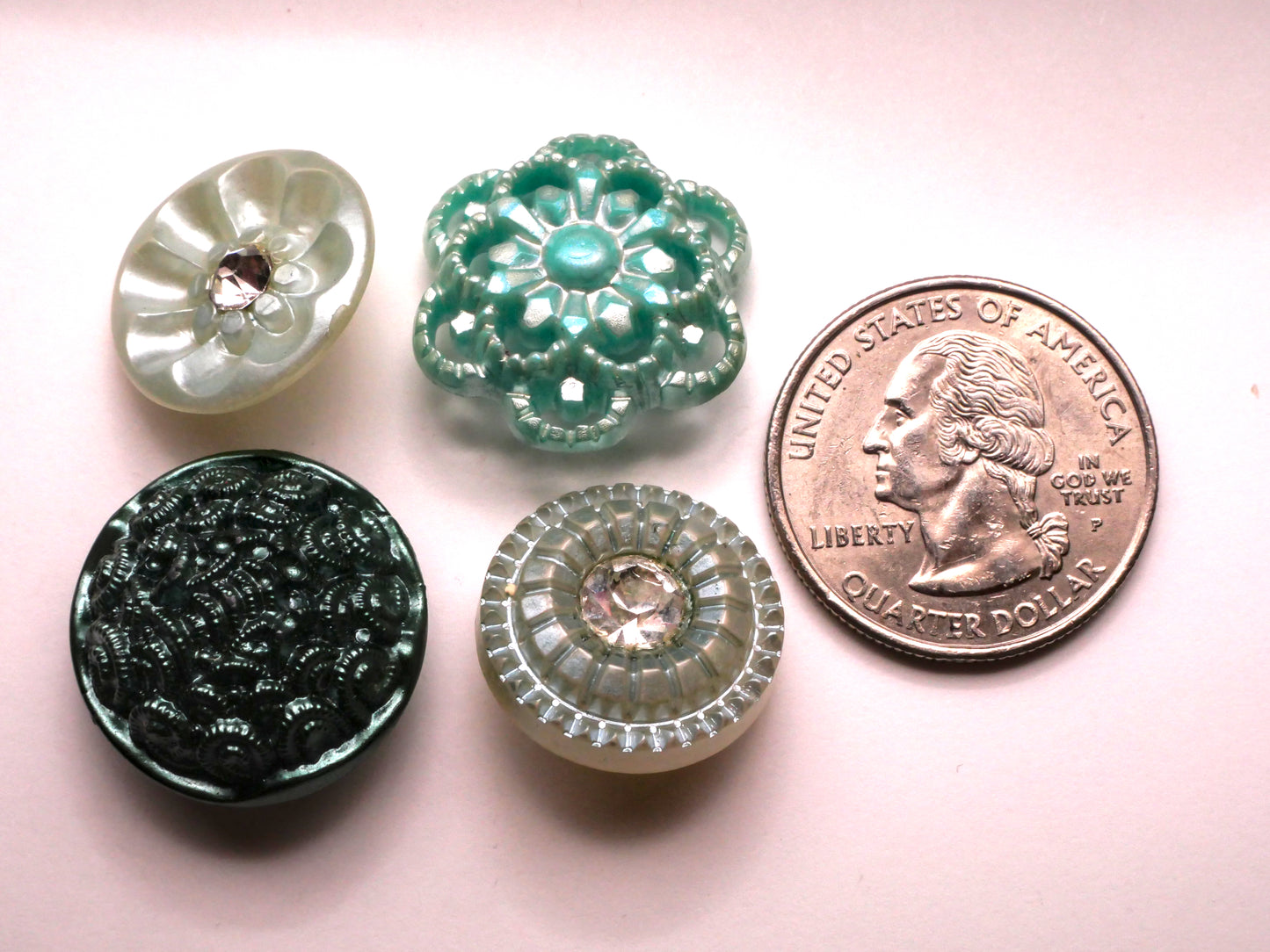 Mint Green Pearlized Plastic Vintage Button Various 18-22mm