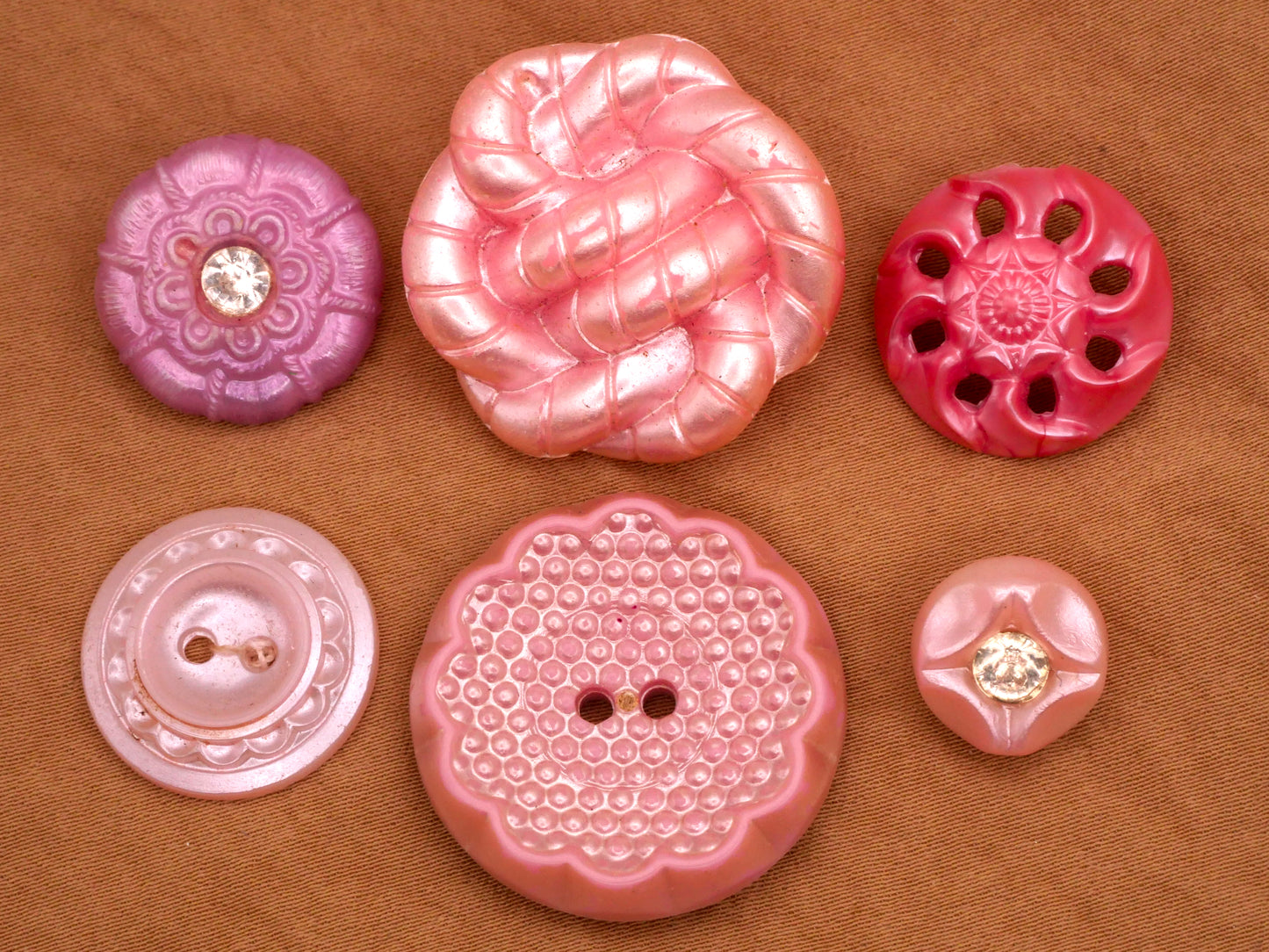 Pink Shades Pearlized Plastic Vintage Button Various 12-28mm