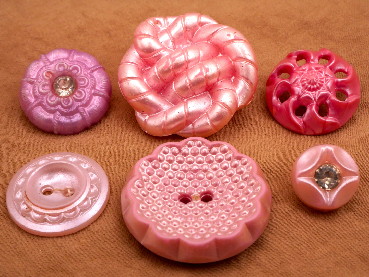 Pink Shades Pearlized Plastic Vintage Button Various 12-28mm