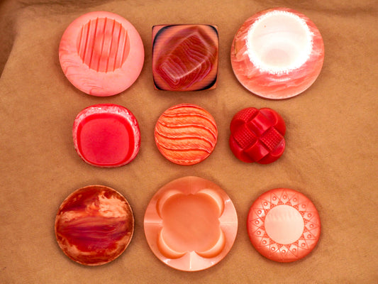 Peach Coral Vintage Plastic Button Various 21-34mm