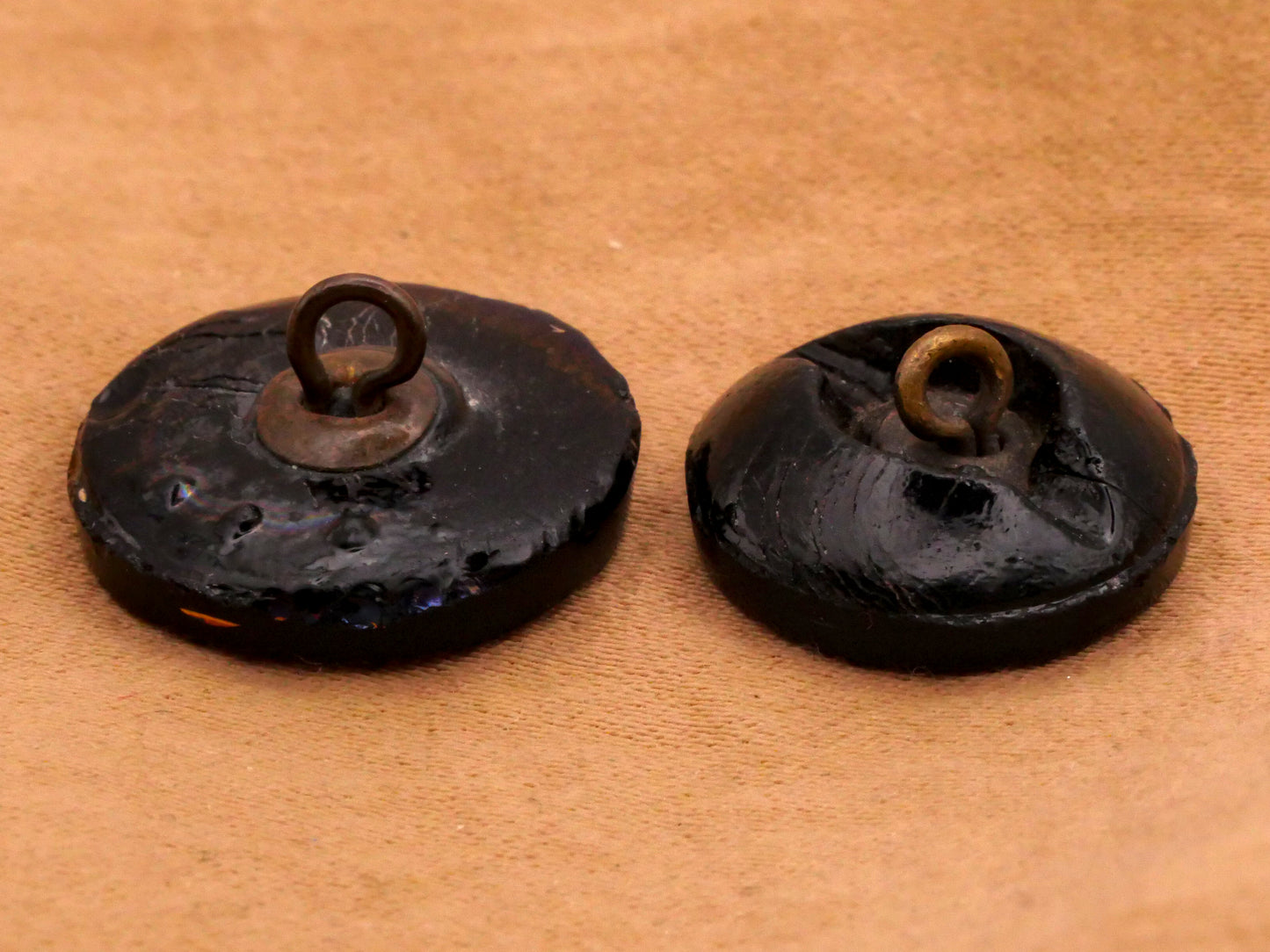 Plaid Woven Look Black Glass Button Various 16-18mm